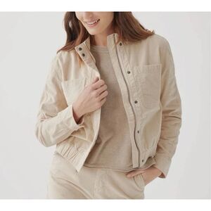 PACT Womens Modern Corduroy Bomber Jacket Sandshell Beige Size L